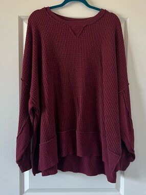 American Eagle Big Hug Crew Neck Waffle Sweatshirt